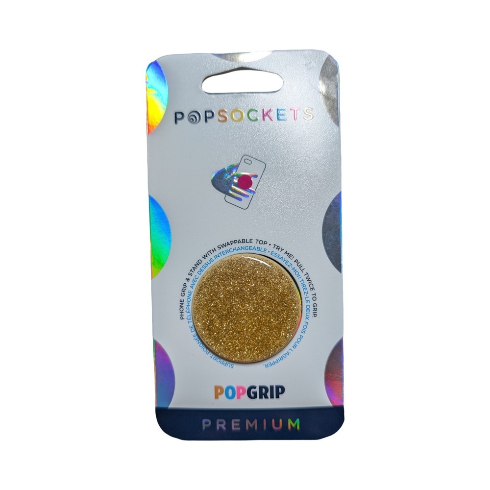 Gg4-N PopSockets Premium PopGrip Phone Grip & Stand - Gold Glitter